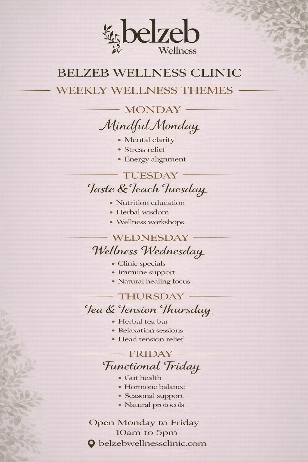 
          Elevate Your Routine with Our Weekly Wellness Themes
        